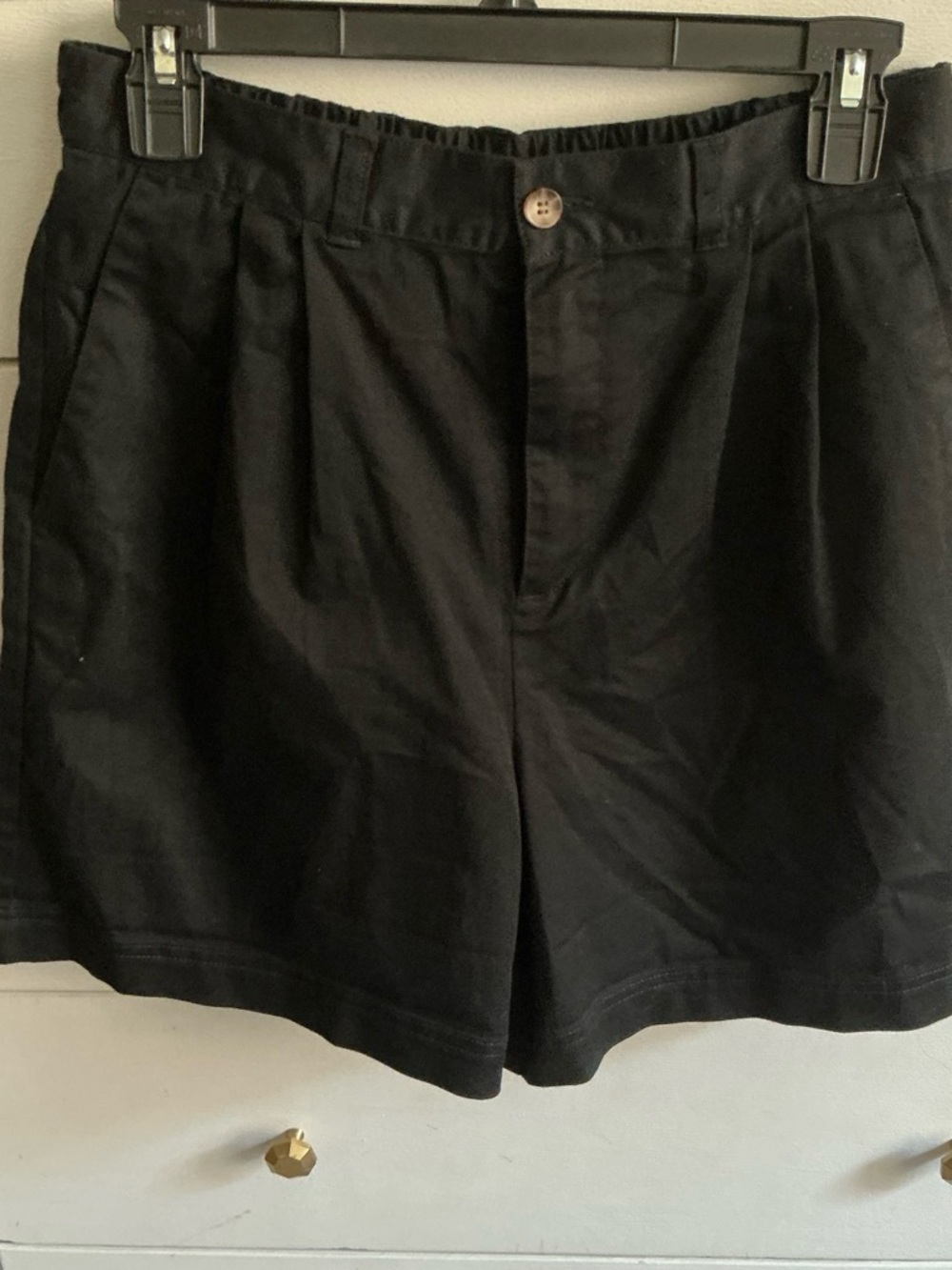 Volcom Black High-Waist Pleated Bermuda Shorts